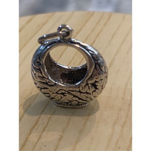 .925 Vintage Half Moon Basket Sterling Silver Jewelry Charm #collectible basket
